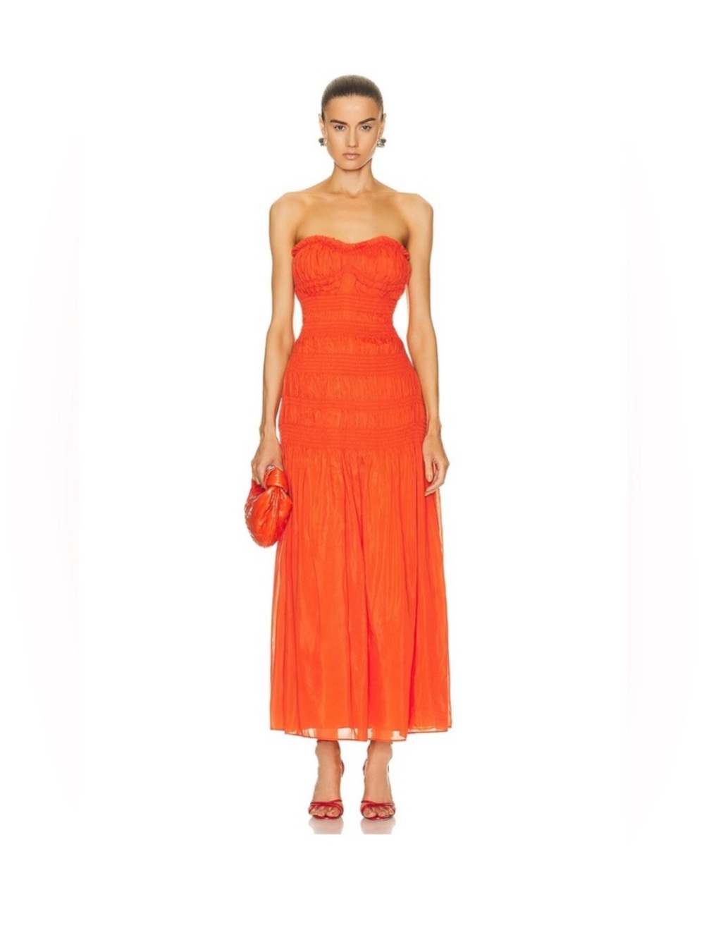 NICHOLAS cotton silk shirred maxi dress 2